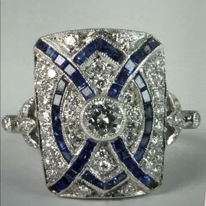 Vintage Square Ring in White Gold Filled 9